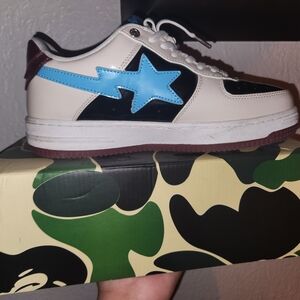 Bape Men's Sneakers with Blue Star and Black Accents